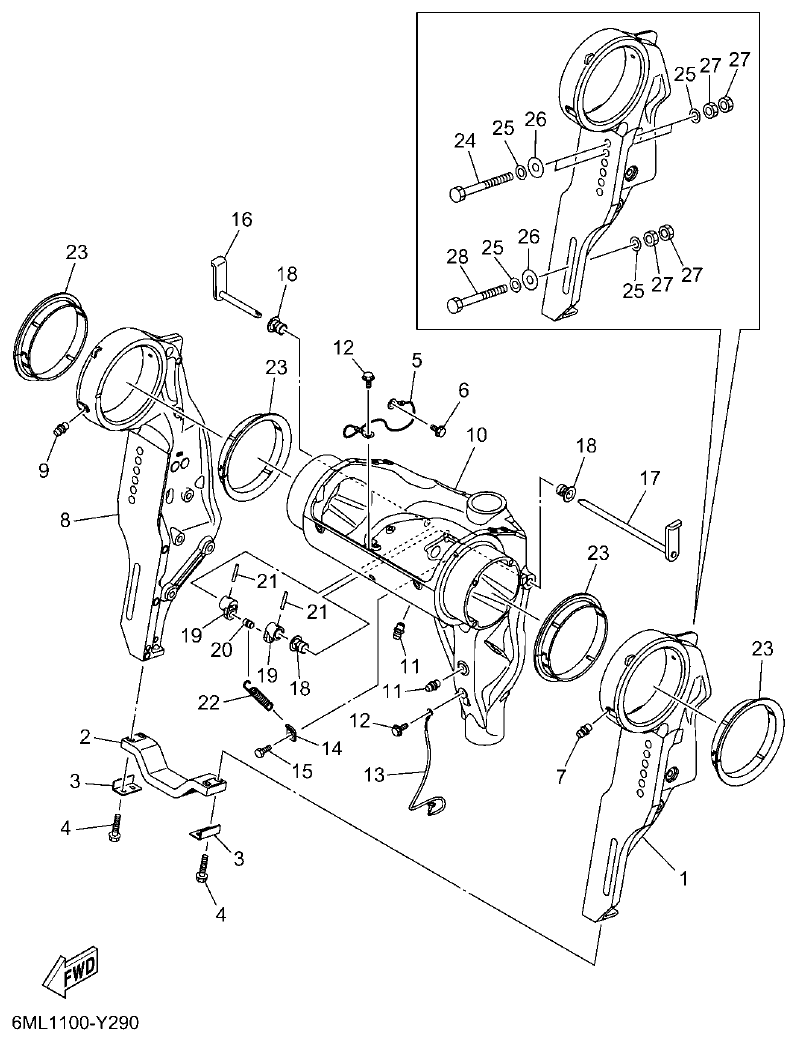 Yamaha F350BST, FL350BST BRACKET 1 parts diagram